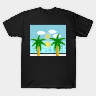 Palm trees on a tropical beach T-Shirt